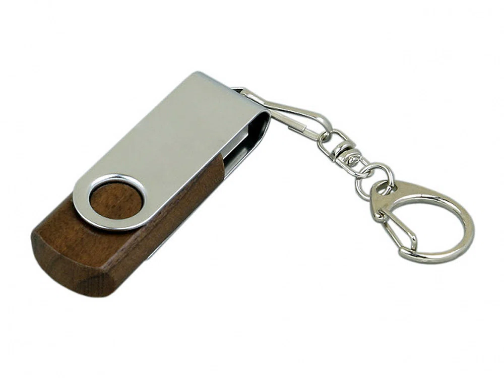 USB 2.0- флешка промо на 32 Гб с поворотным механизмом, коричневый/серебристый