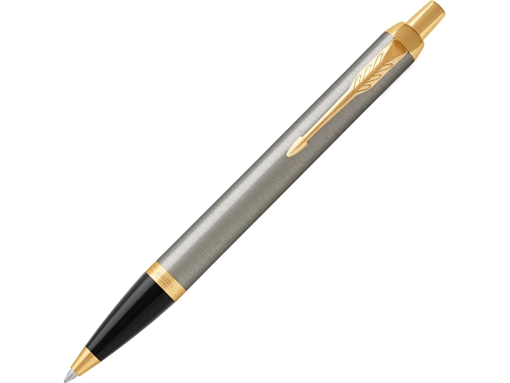 Ручка шариковая Parker IM Core Brushed Metal GT, серебристый/черный/золотистый