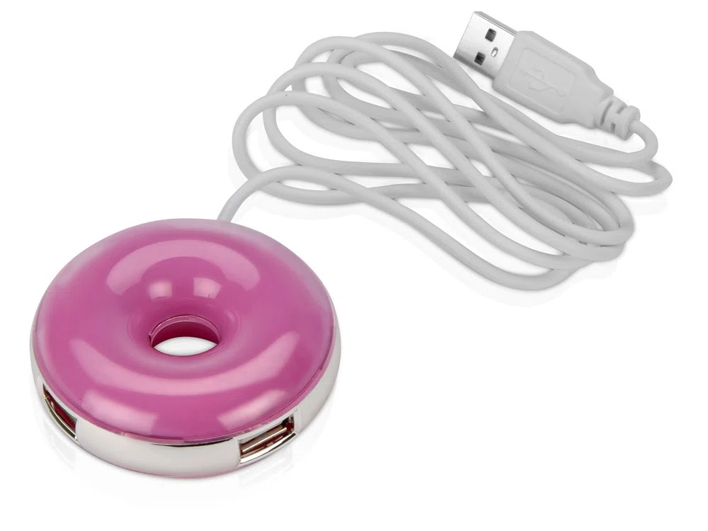 USB Hub Пончик, розовый/серебристый