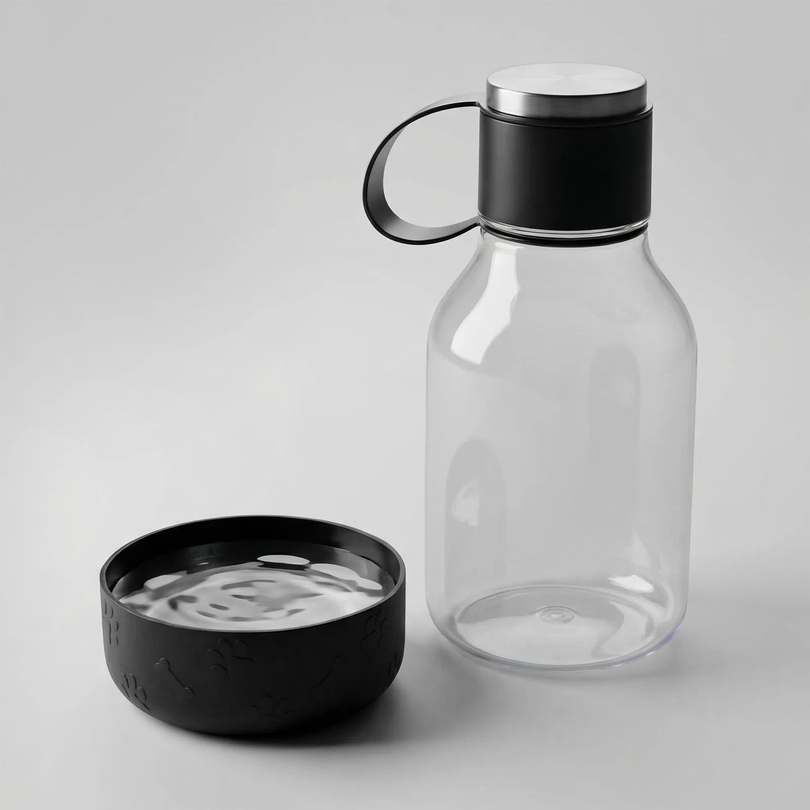 Бутылка для воды 2-в-1 Dog Bowl Bottle со съемной миской для питомцев, 1500 мл, черный