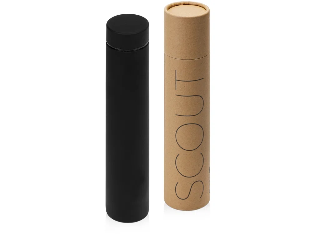 Вакуумный термос Scout, soft-touch, 235 мл, тубус, черный