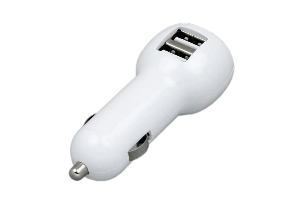 Автомобильная зарядка на 2 USB порта, белый