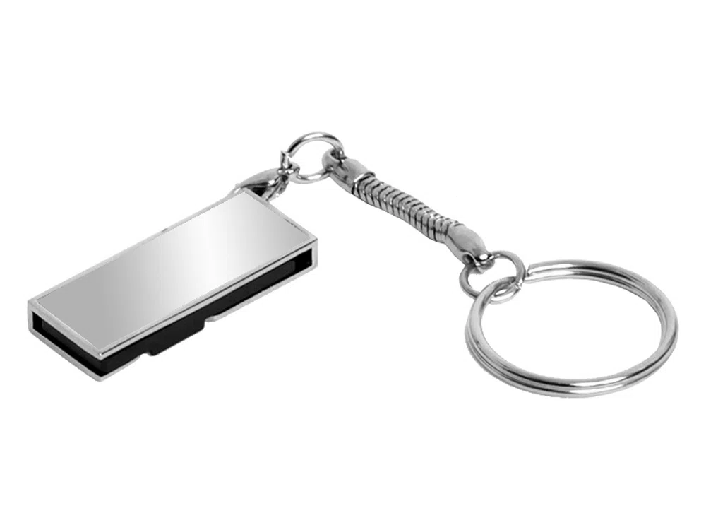 USB 2.0- флешка на 64 Гб с поворотным механизмом и зеркальным покрытием, серебристый