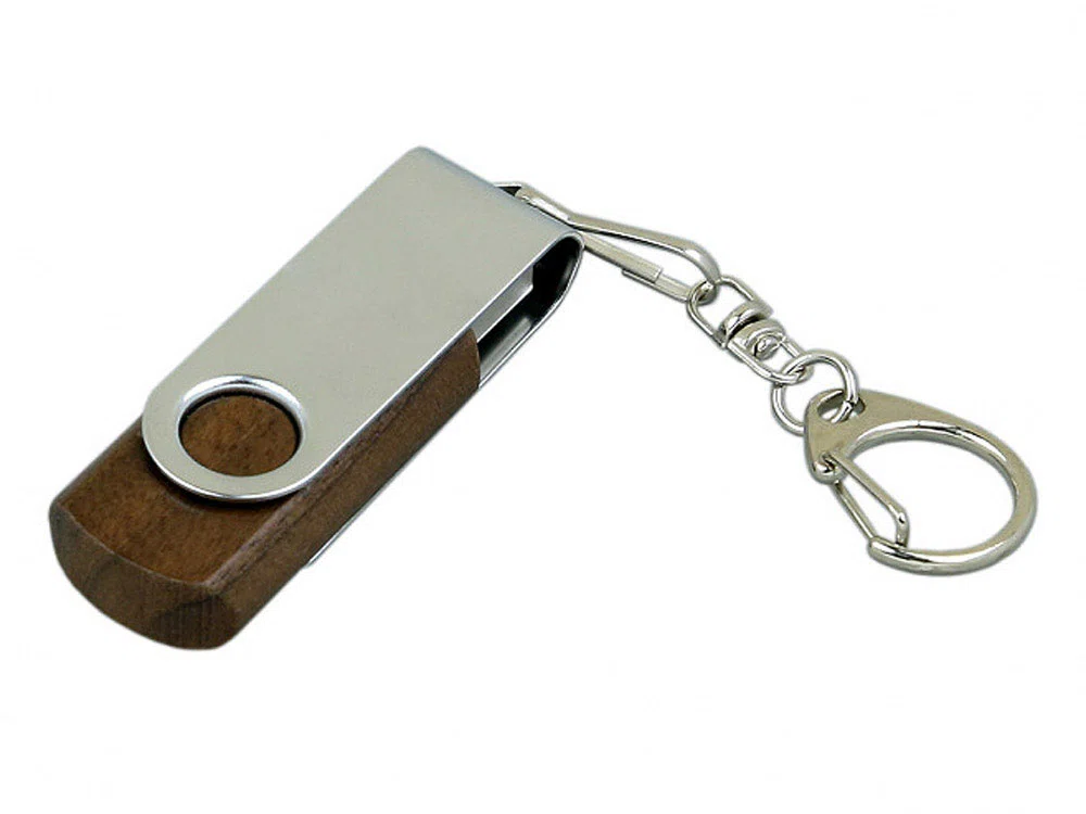 USB 2.0- флешка промо на 4 Гб с поворотным механизмом, коричневый/серебристый