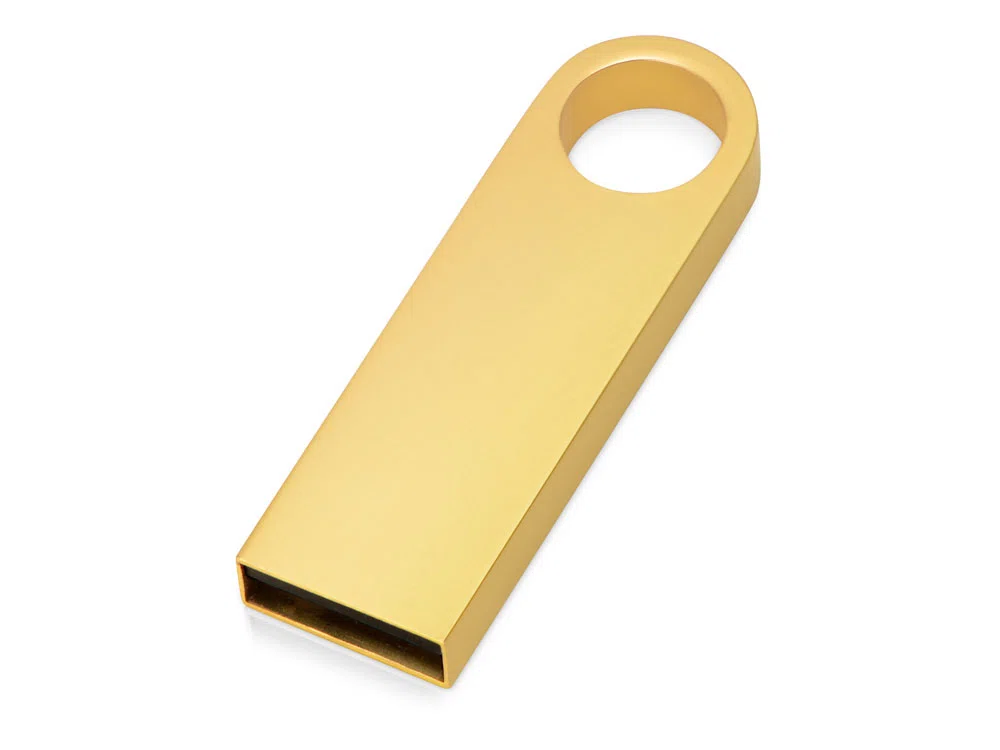USB 2.0- флешка на 32 Гб с мини чипом, компактный дизайн с круглым отверстием, золотистый