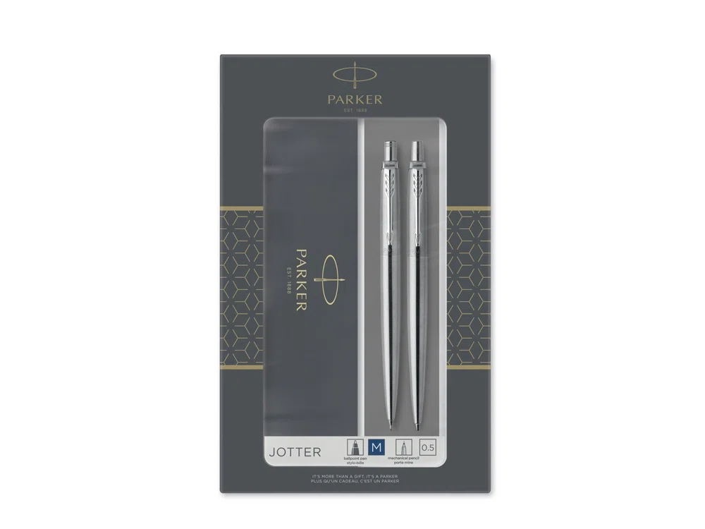 Набор Parker Jotter Core Stainless Steel CT ручка шариковая, карандаш механический, серебристый