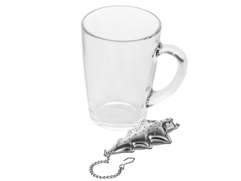 Набор Drink: кружка и ситечко для чая, прозрачный, серебристый