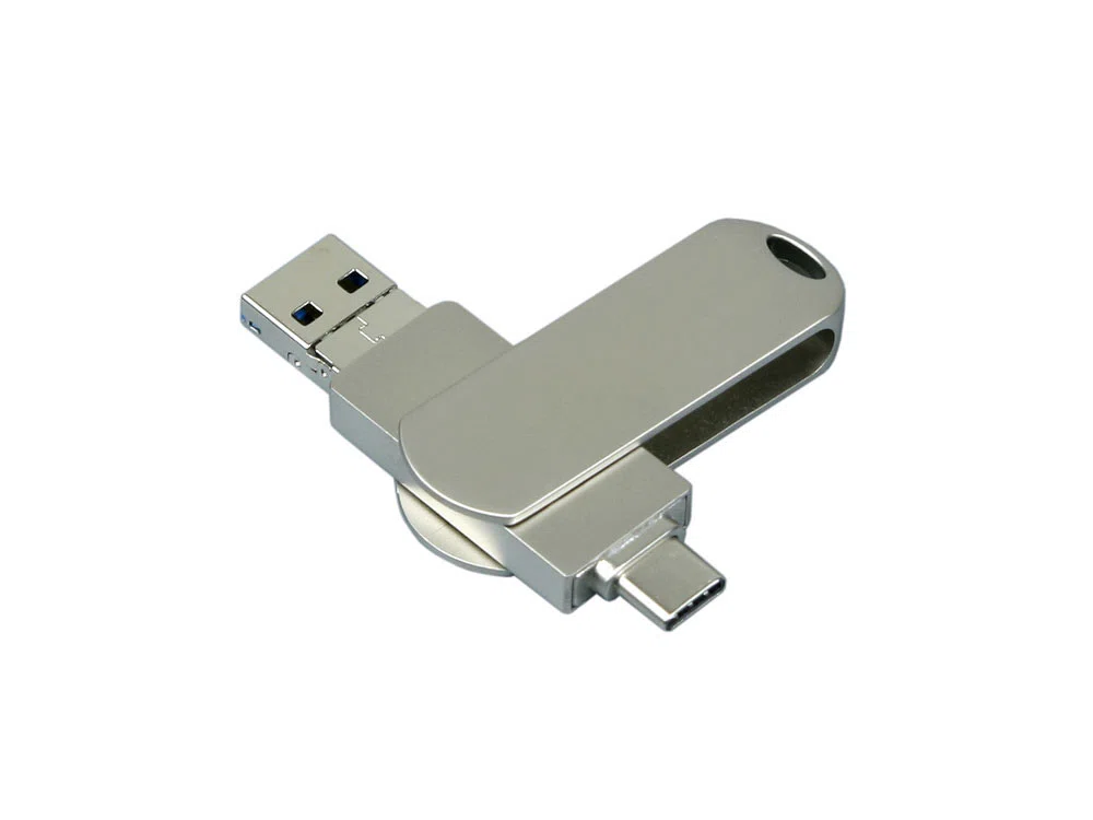 USB 3.0-флешка на 64 Гб для айфона 3 в 1, серебристый