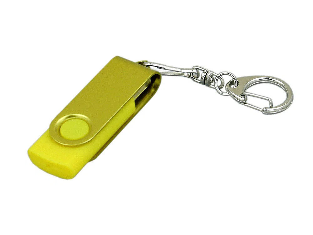 USB 2.0- флешка промо на 8 Гб с поворотным механизмом и однотонным металлическим клипом, желтый