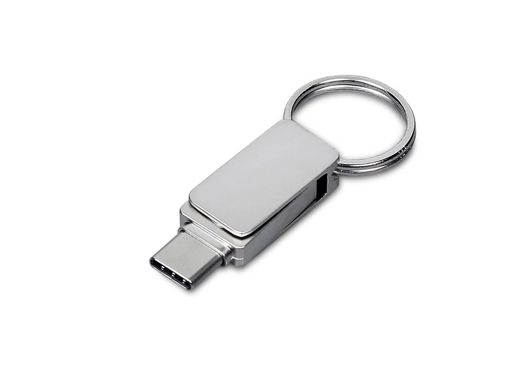 USB 3.0- флешка Mercury на 256 Гб с поворотным механизмом и дополнительным разъемом Type-C, серебристый