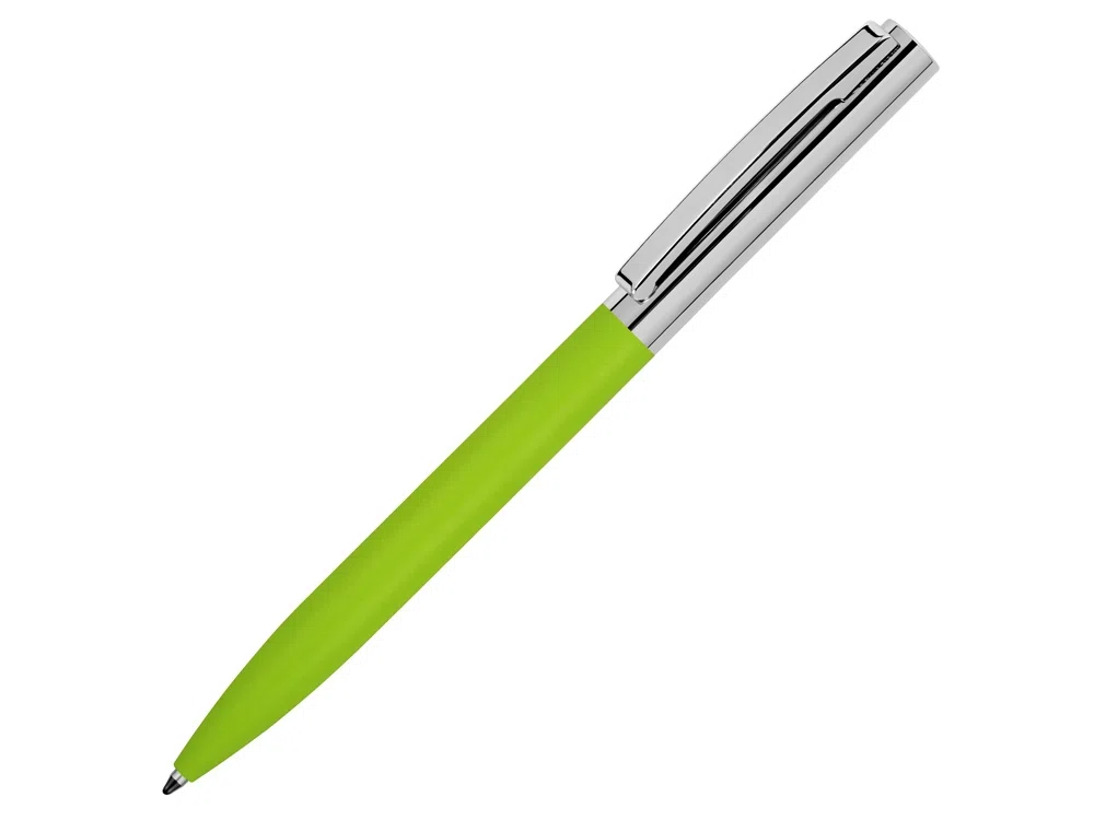 Ручка металлическая soft-touch шариковая Tally, серебристый/зеленый
