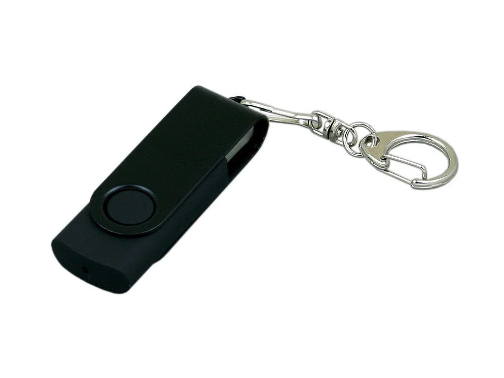 USB 2.0- флешка промо на 4 Гб с поворотным механизмом и однотонным металлическим клипом, черный