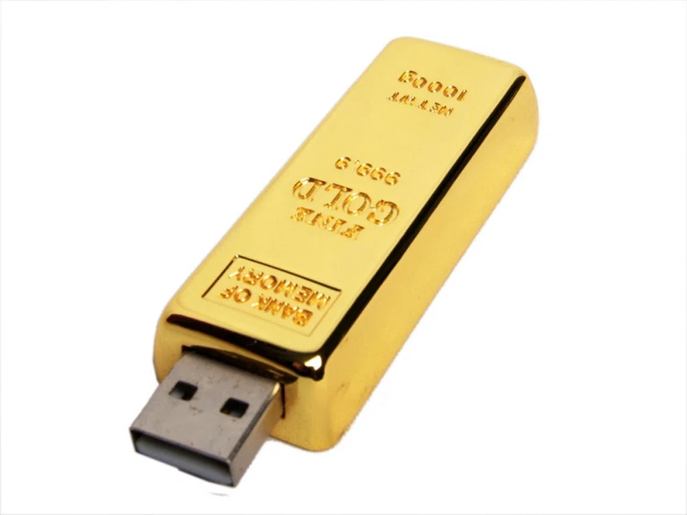 USB 3.0- флешка на 128 Гб в виде слитка золота, золотистый
