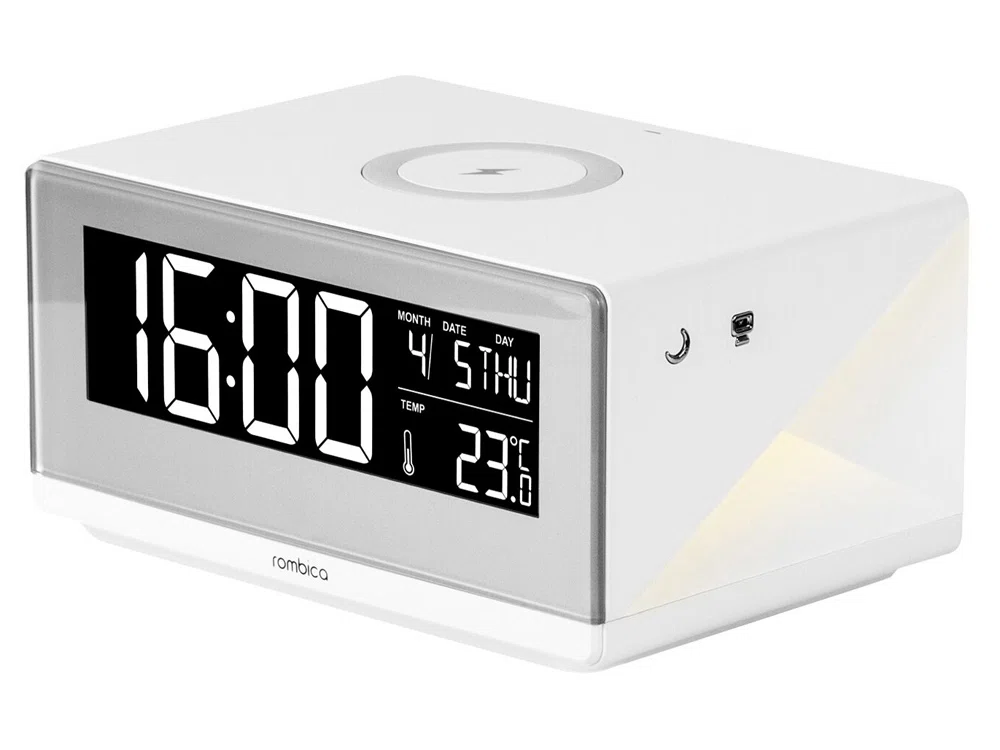 Часы с беспроводным зарядным устройством Timebox 2, белый