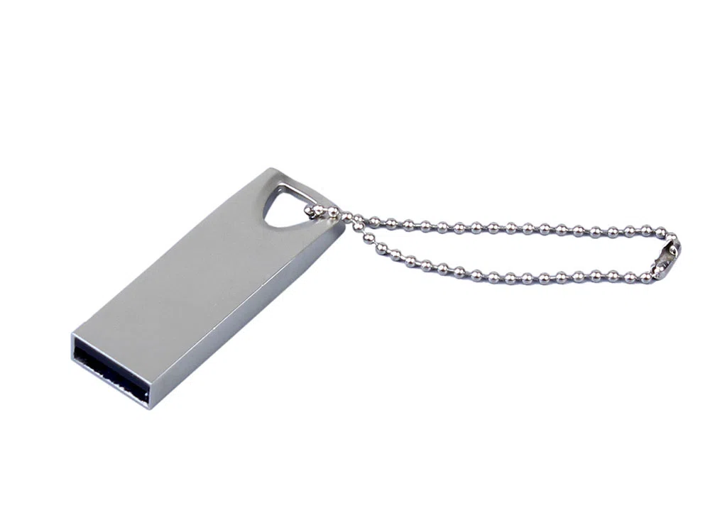 USB 3.0-флешка на 128 Гб с мини чипом и отверстием для цепочки, серебристый