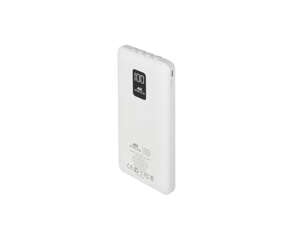 Внешний аккумулятор с дисплеем и встроенными кабелями VA2210, 10000 mAh, белый