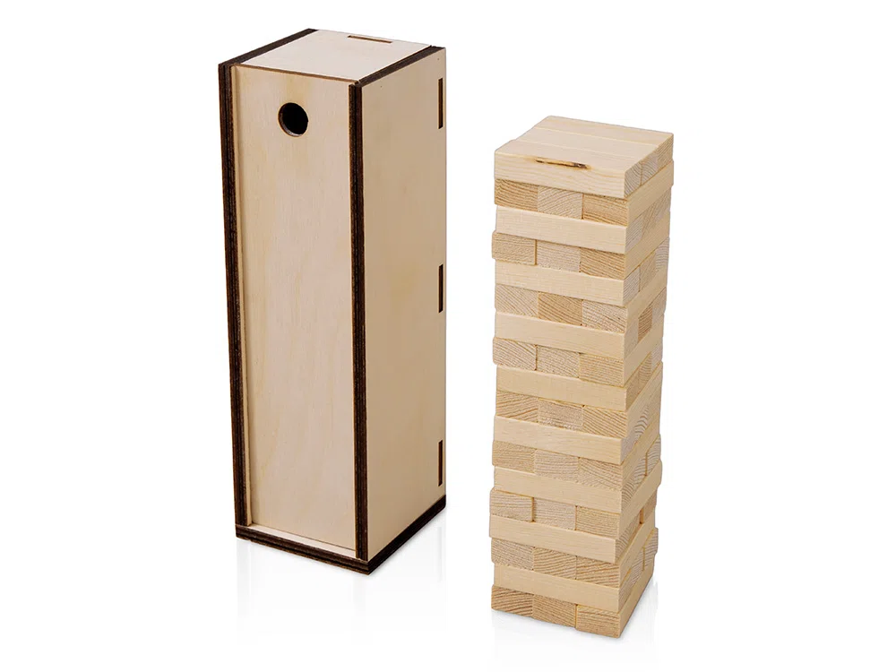 Настольная игра из дерева Башня в деревянной коробке, натуральный